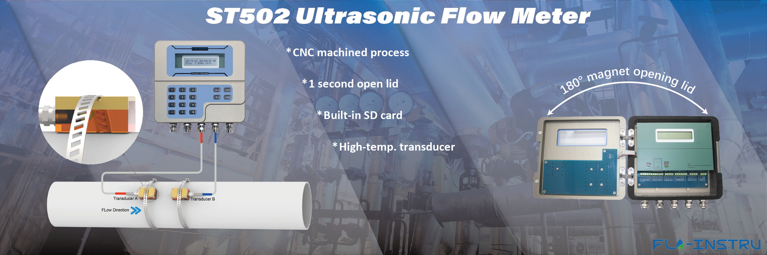 গুণমান ক্ল্যাম্প-অন অতিস্বনক ফ্লোমিটার কারখানা